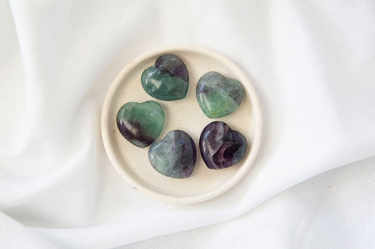 Fluorite Hearts Small - Premium Crystals + Gifts from Clarity Co. - NZ's Favourite Online Crystal Shop