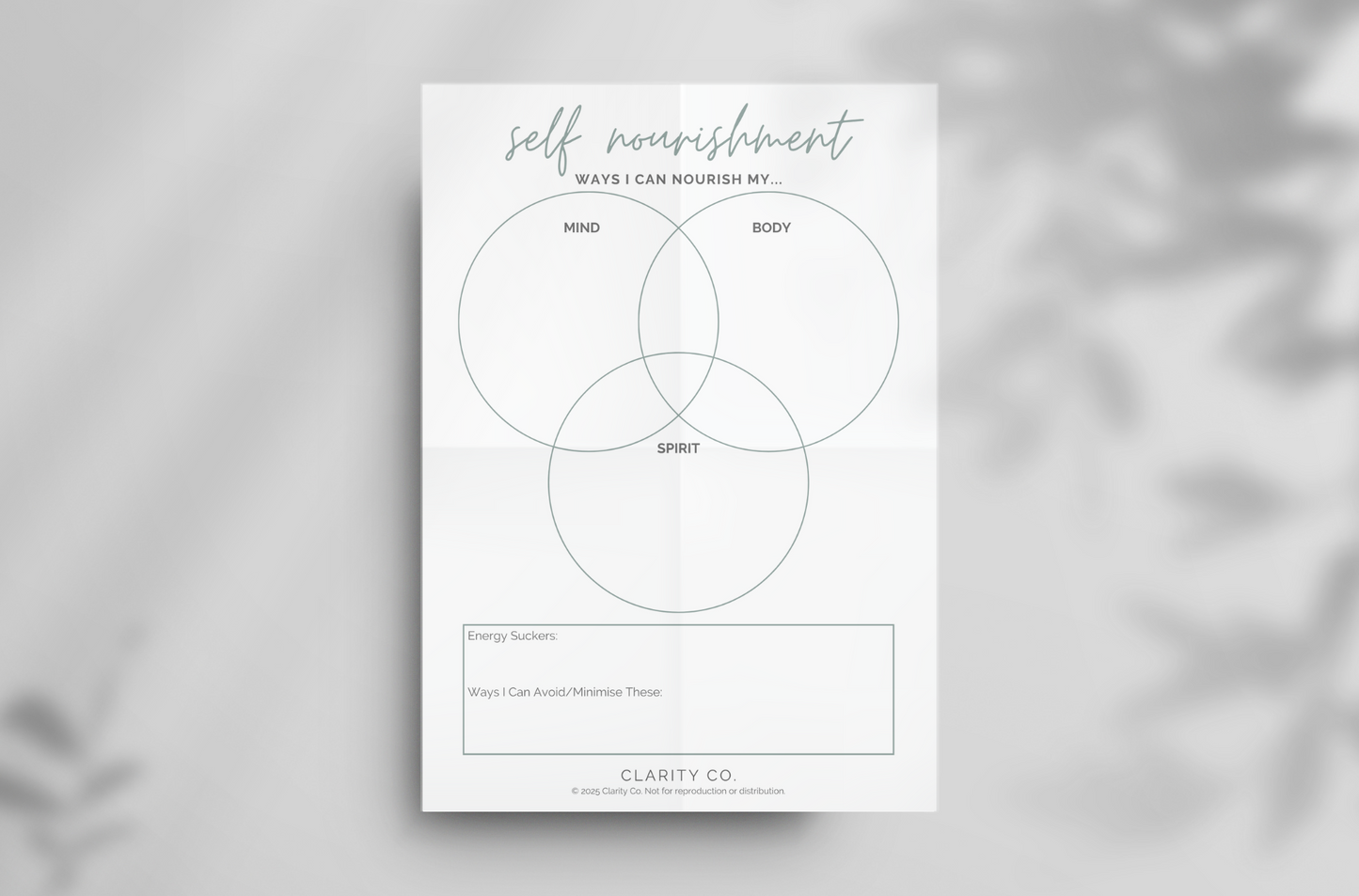 Self Nourishment Soul-Worksheet (Free Digital Download)